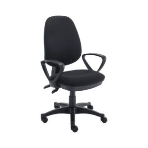 Lyric 2 Lever Medium Back Fabric Operator Chair With Fixed Arms (Black)
