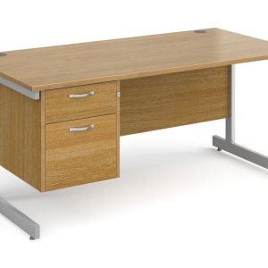 All Oak C-Leg Clerical Desk 2 Drawer