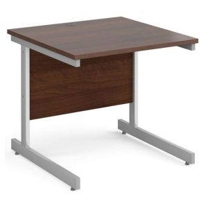 Fully Installed All Walnut C-Leg Rectangular Desk
